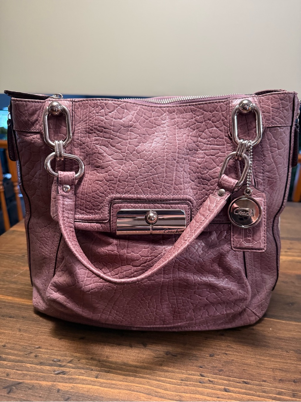 DUSTY MAUVE COACH KRISTIN TOTE BAG